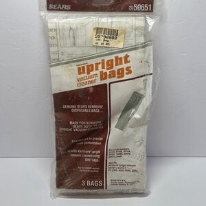 Sears Kenmore 50651 Upright 3 pack Vacuum Bags Also Fits Whirlpool Model U & U-1